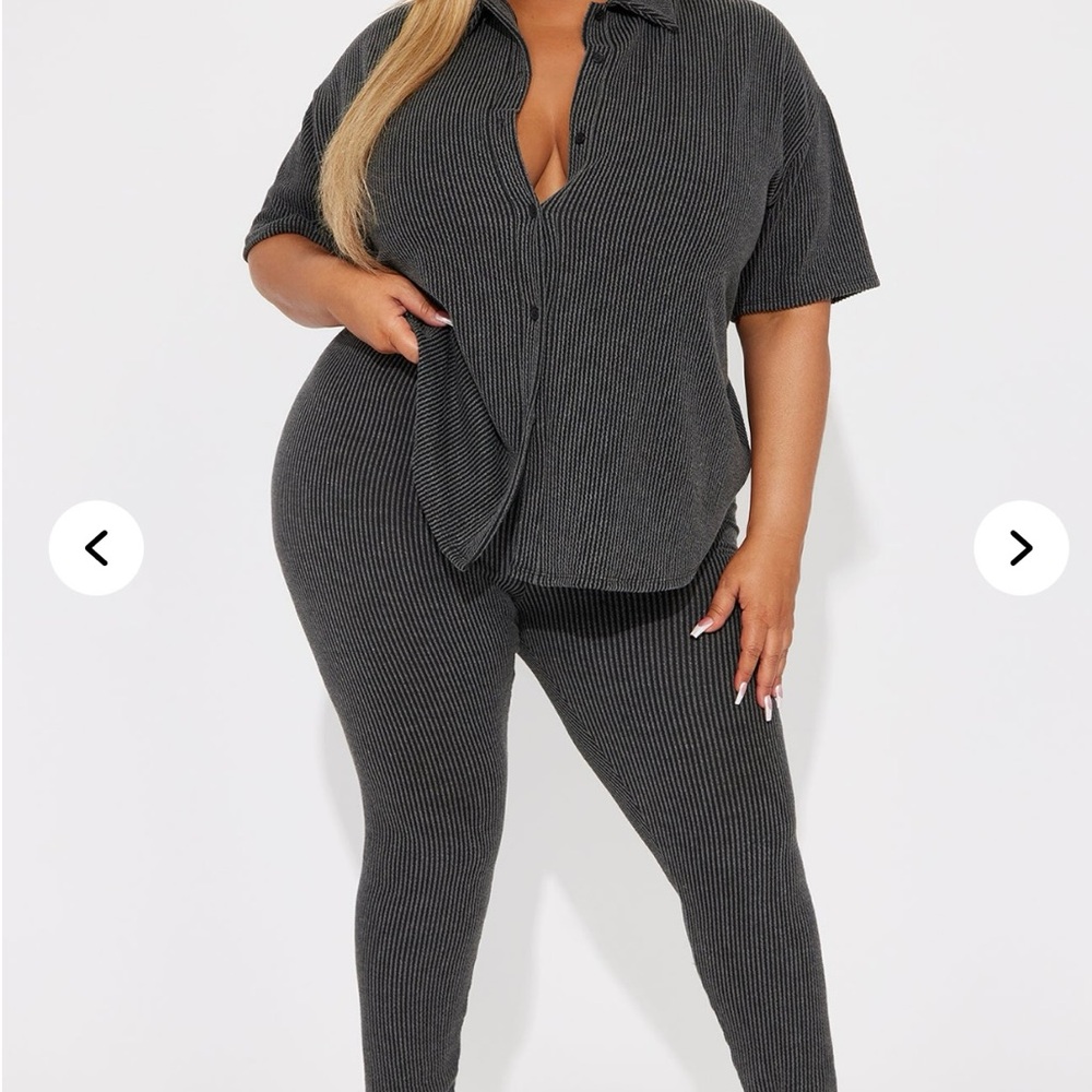 Fashion Nova Black 2 piece legging Set plus size
